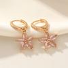 1 Pair Cute Flowers Dangle Earrings for Women Cubic Zirconia Jewelry Daily Wedding Party Accessories