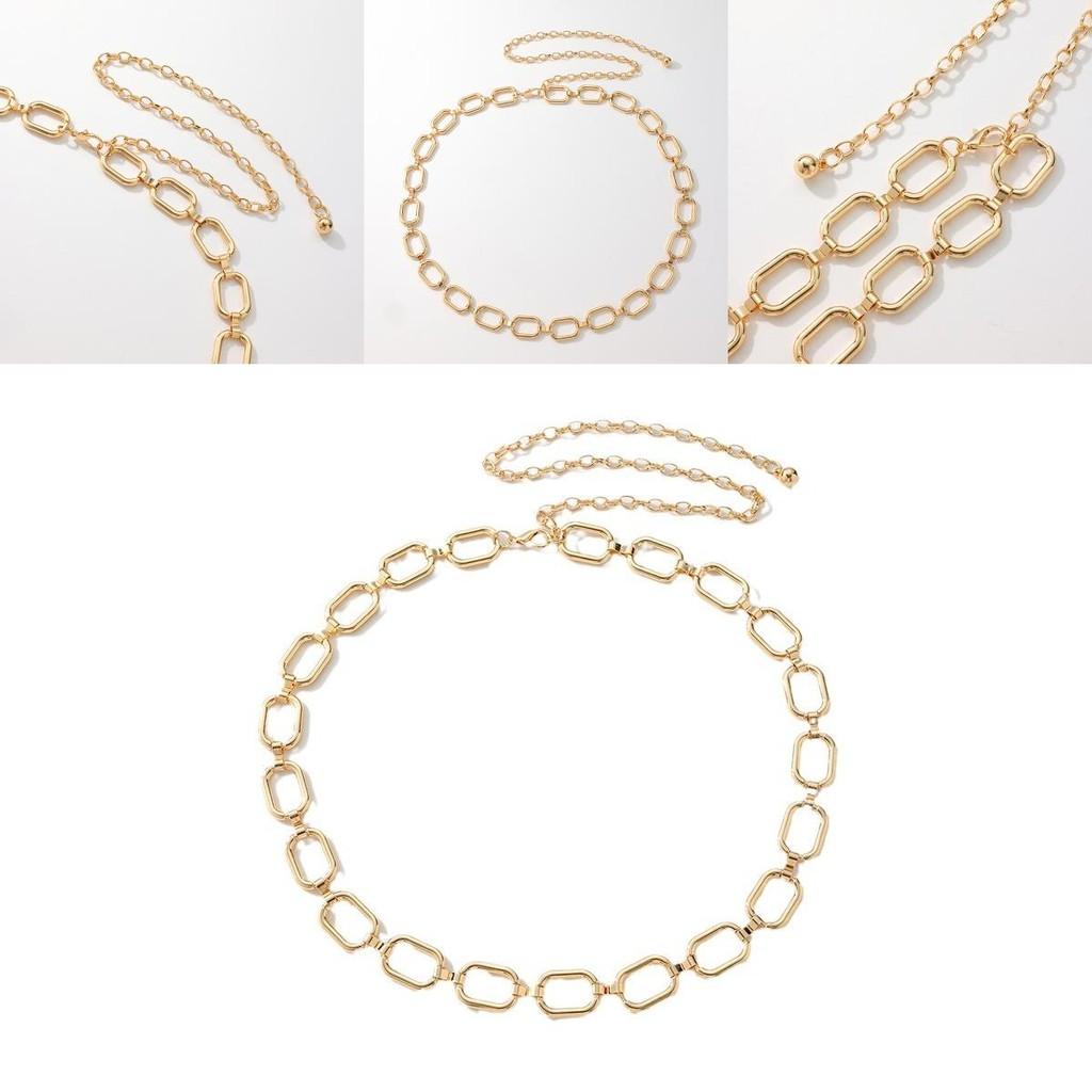 Geometric Oval Metal Belt Chain For Women With Elegant Design For Casual And Office Wear