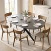 Oval Extendable Dining Table for 4-6, 100-135 cm Extension, Black Marble Effect