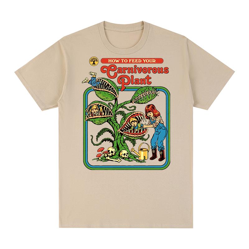 Carnivorous Plant Vintage Tshirt Pure Cotton Breathable Unisex T Shirt Summer New Fashion Unisexs Unisexs Tshirt Streetwear
