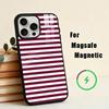 B-Burgundy W-White Stripe  Phone Case For iPhone 17,16,15,14,13,12,Plus,Pro,Max for Magsafe Magnetic Wireless Charging