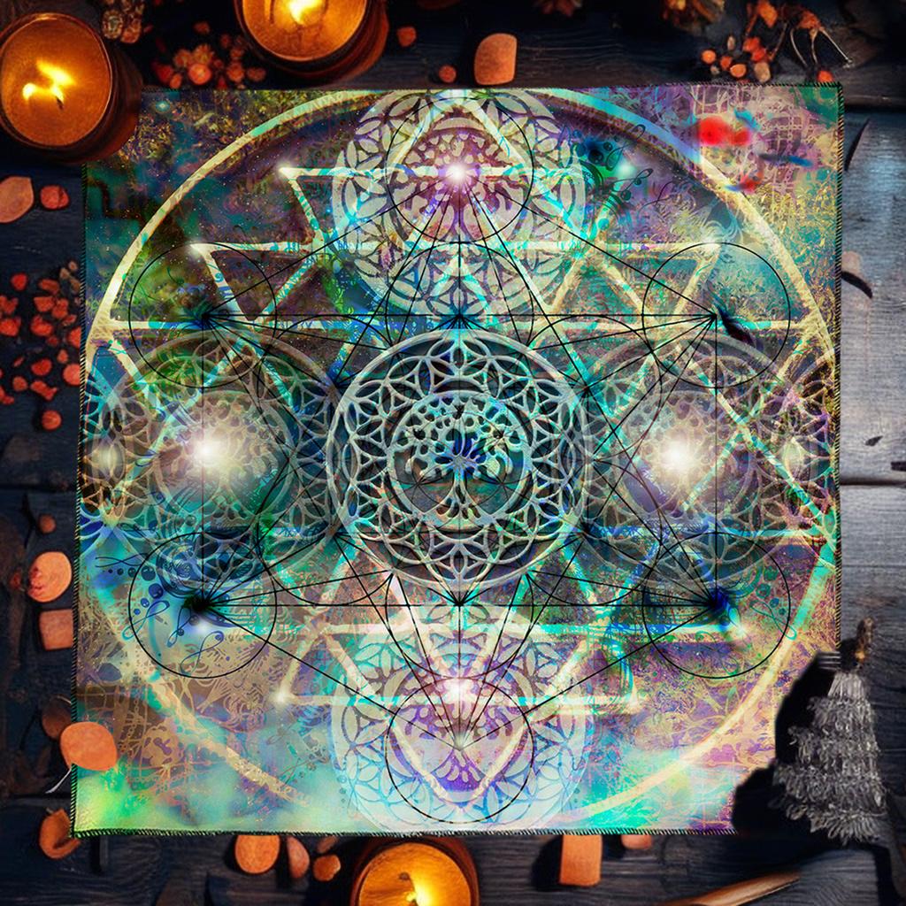 Geometrisches Altar Tuch Tarot Karten Tischdecke Mit Blume des Lebens Design Tarot Karten Lesematte Für Metatron Würfel Hexenhaftes Geschenk