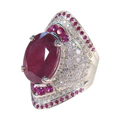 Regalo di gioielli da donna con fascia di fidanzamento con anello di fidanzamento in pietra di rubino falso intarsiato scintillante