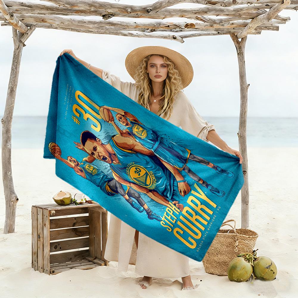 Telo da Spiaggia Golden State Warriors Curry Asciugatura Rapida Morbido Microfibra Confortevole Leggero Adatto per Nuoto, Palestra, Campeggio, Yoga Vacanza
