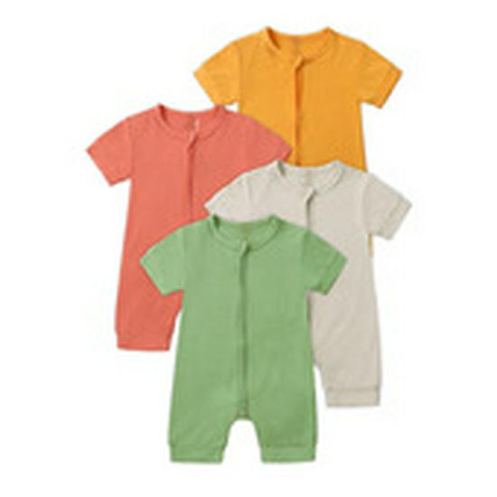 Kids Tales Lion Romper: Newborn Short Sleeve Double Zipper Jumpsuit