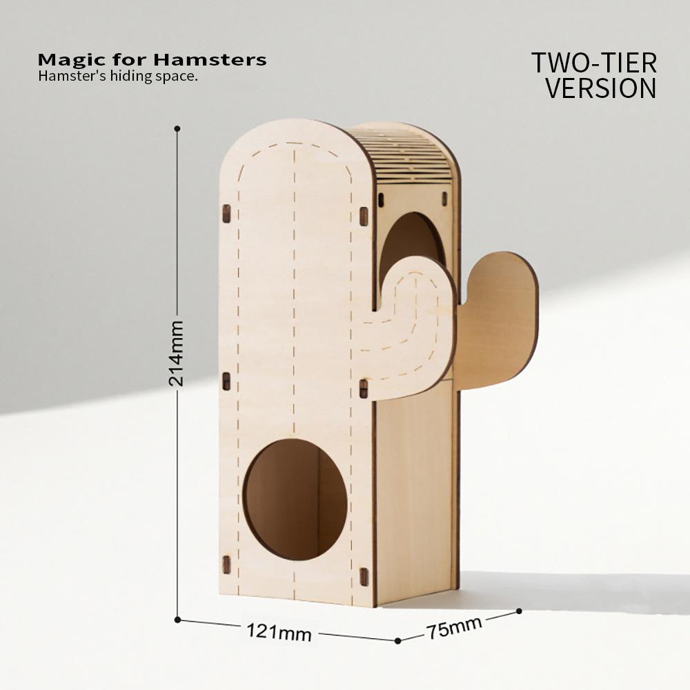 Wooden Hamster Cage for Small Pets, Cactus House, Squirrel Climbing Shelter, Rodents Hideout, Wooden Nest, Hamster Accessories,
