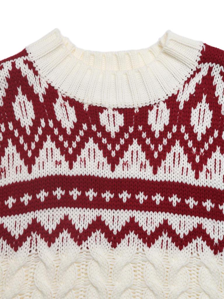Vintage Jacquard Pullover Women's Christmas Sweater