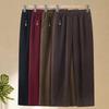 Mom's Summer Ice Silk Elastic Waist Straight-Leg Casual Pants - Chinese Style, Loose Fit for Middle-Aged & Elderly Women