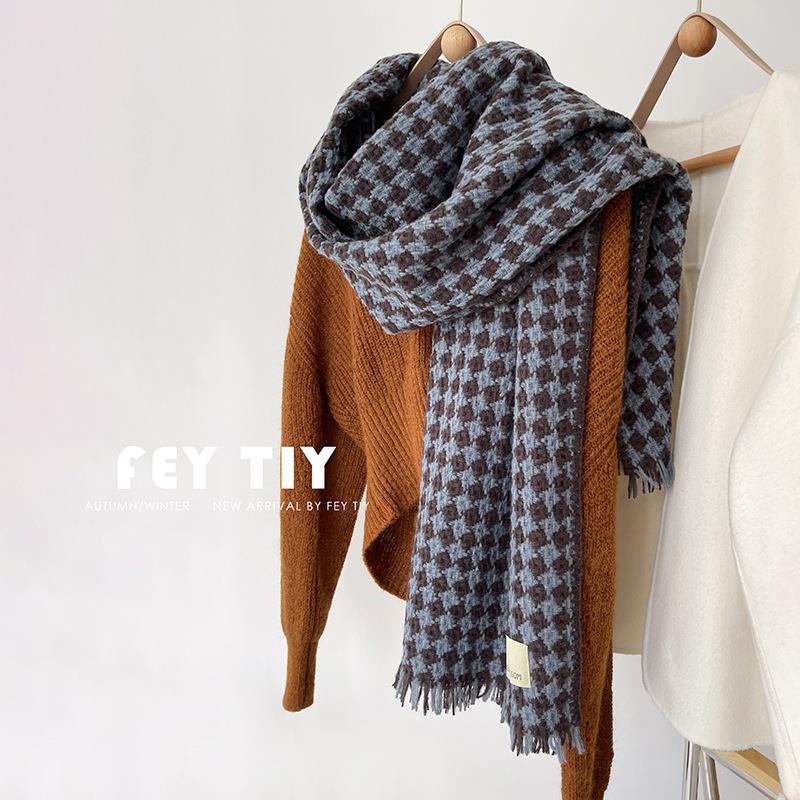 Soft Glutinous Plaid Ins Scarf for Women Winter New Korean Style Good Match Student Shawl Warm Scarf Christmas