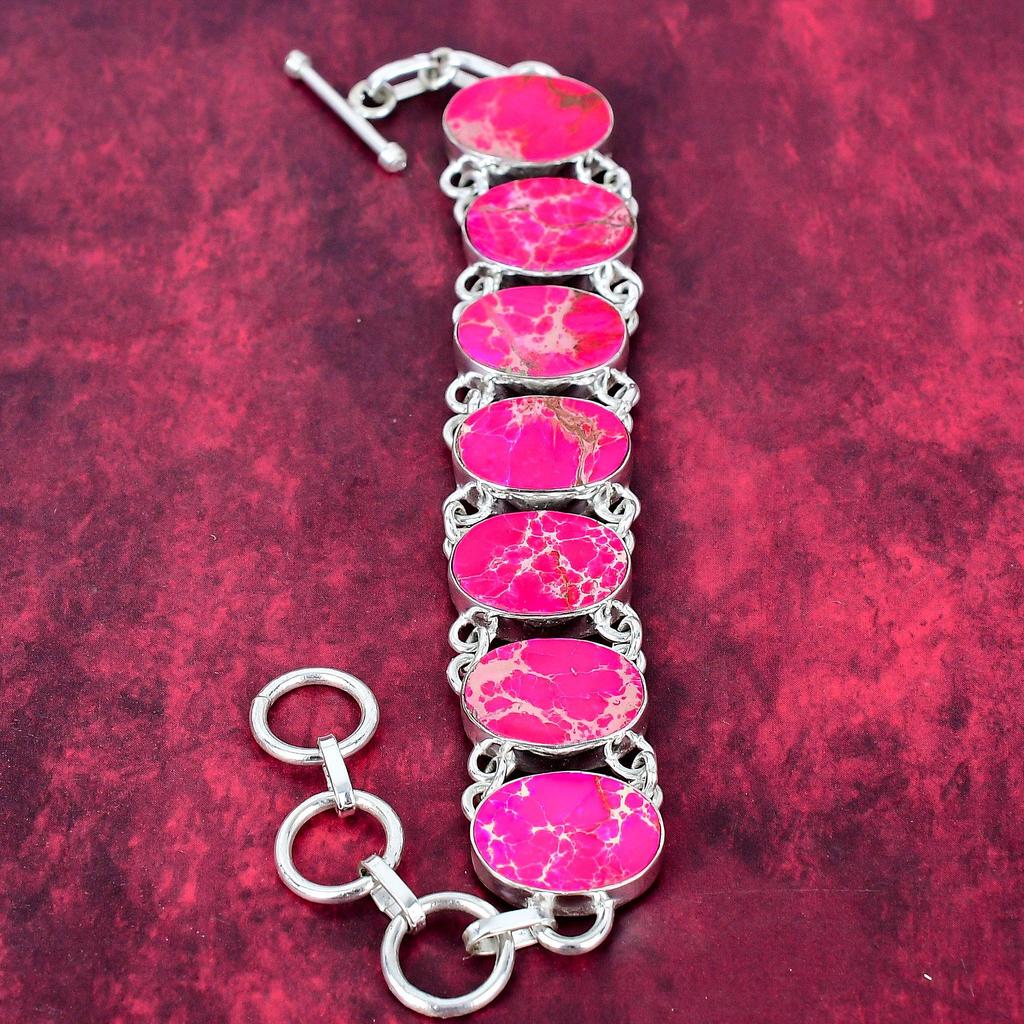 Ροζ Κοσμήματα Θαλάσσιου Ιζήματος, Βραχιόλι με πολύτιμους λίθους από μασίφ ασήμι 925, Χειροποίητα Κοσμήματα, Για την Ημέρα Μνήμης