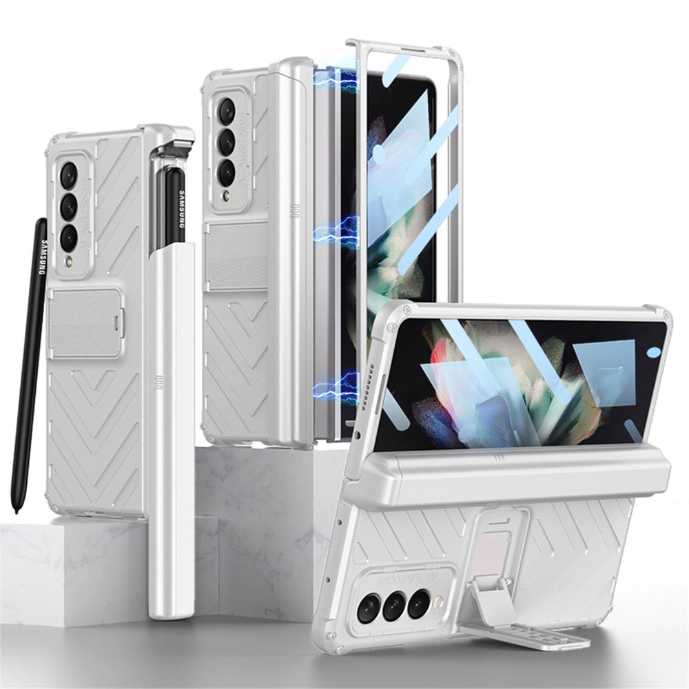 Жесткий чехол с магнитной шарнирной подставкой для Samsung Galaxy Z Fold 3 5G, чехол со встроенной защитой экрана, противоударный чехол для телефона, чехлы