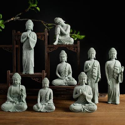 Buddha Garden Statue Fish Tank Decoration Mini Buddhism Figurine Desk Tablescape Decor Home Zen Fengshui Lucky Statue