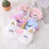 Adorable Unicorn Ear Plush Eye Mask with Rabbit Fur for Sleep