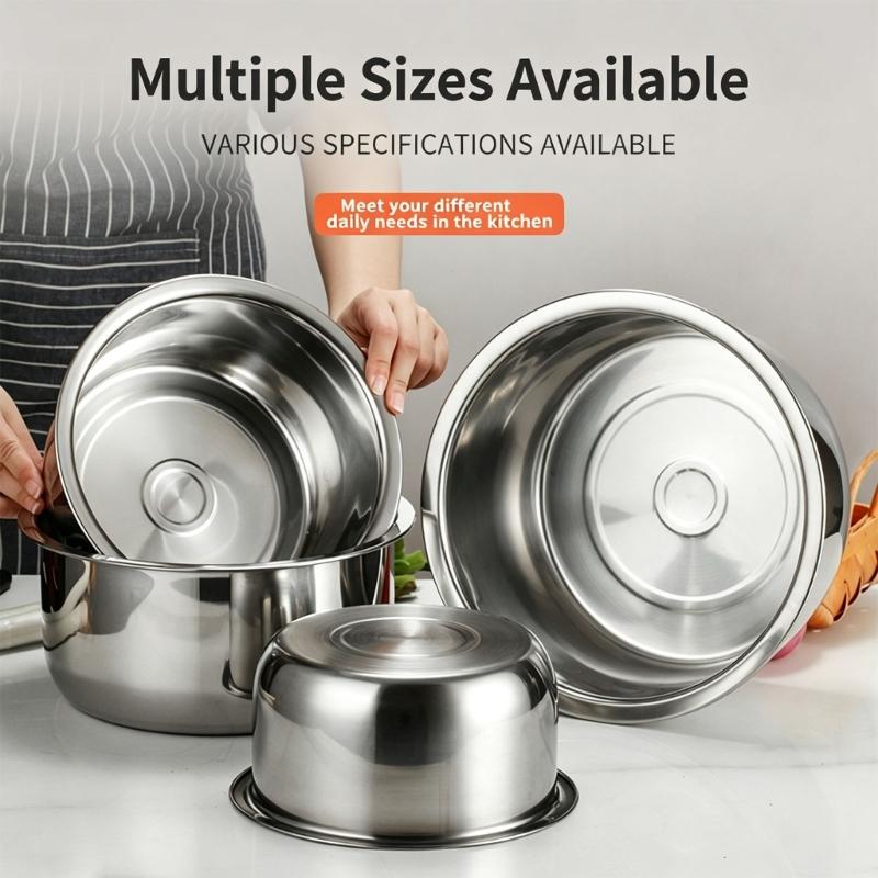 Covered Metal Bowl with Lid for Seasoning Work, Kitchen Storage, Warming, and Soup Service in Family Cooking Use