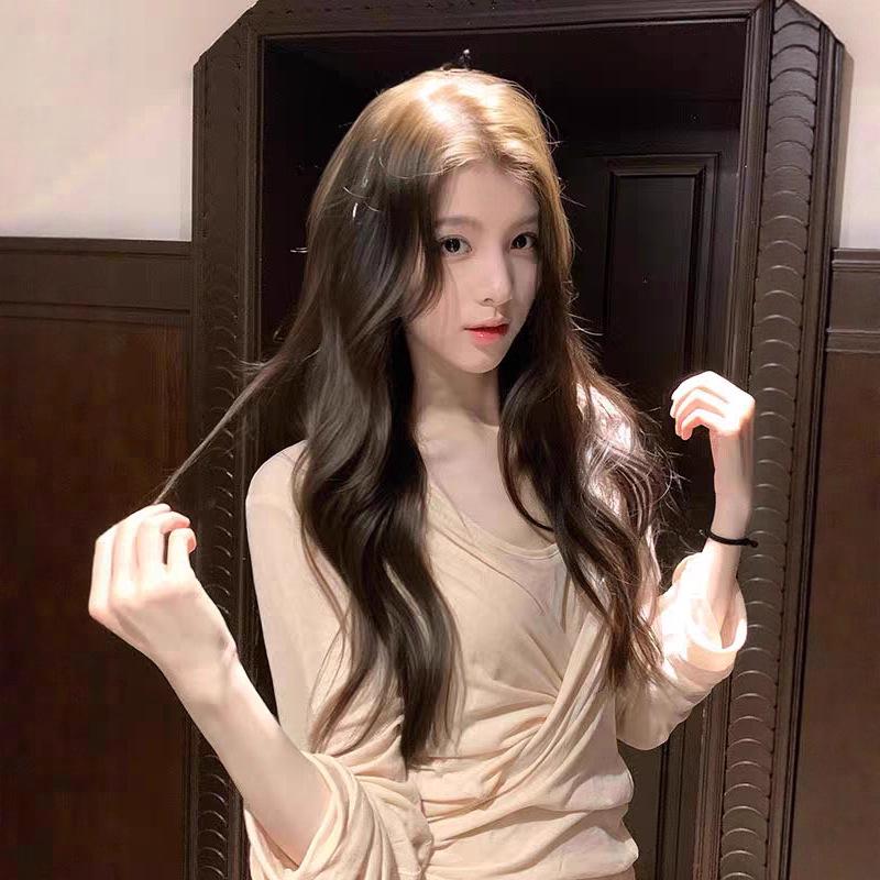 TZ7117 Pure Desire V-Neck Long-Sleeve Cross-Waist Slimming Women s Top with Straps Medium абрикосовый