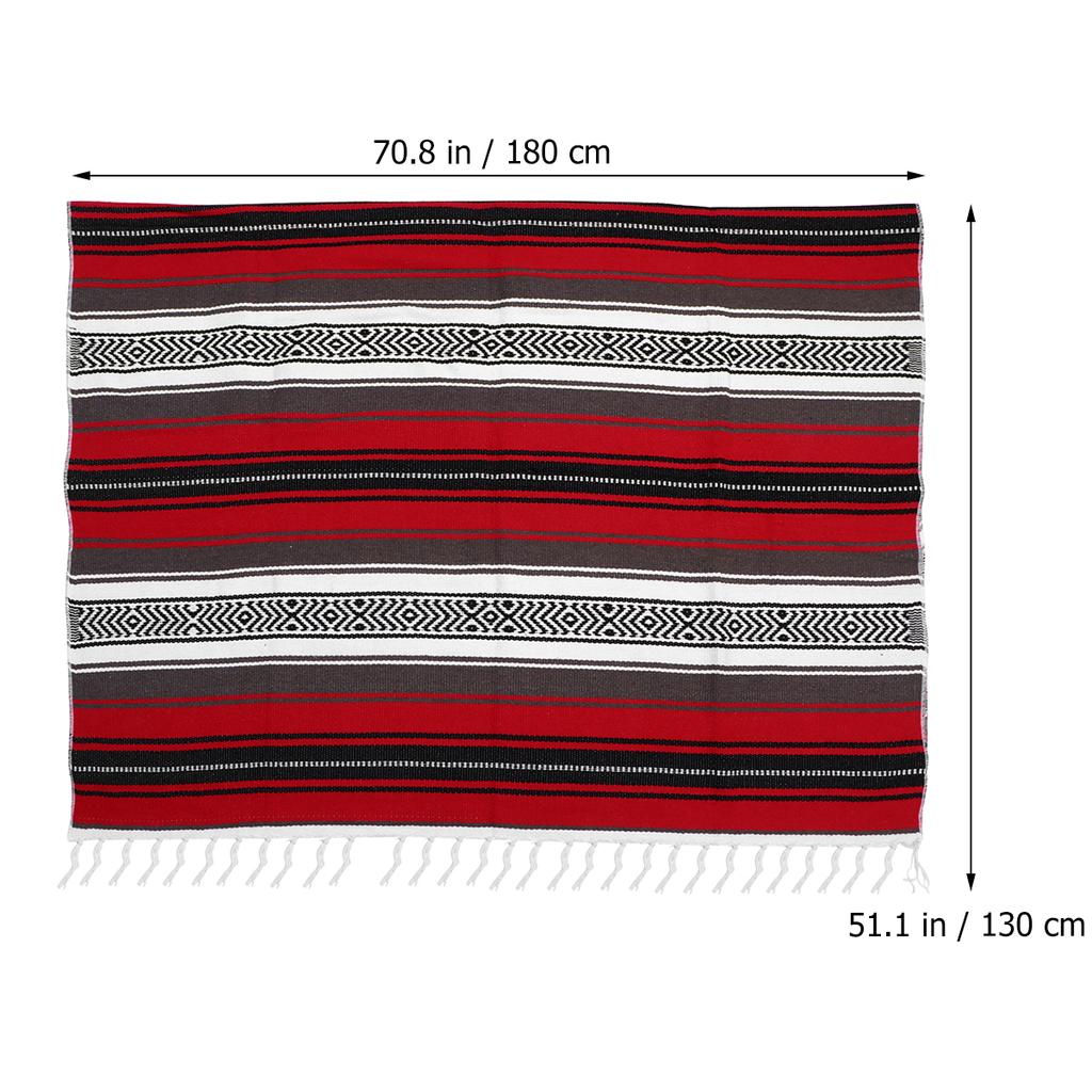 Thick Mexican Woven Blanket Polyester Cotton Soft Vibrant Colors Home Decor Sofa Bedroom Car Use Blue 130X180Cm Blended