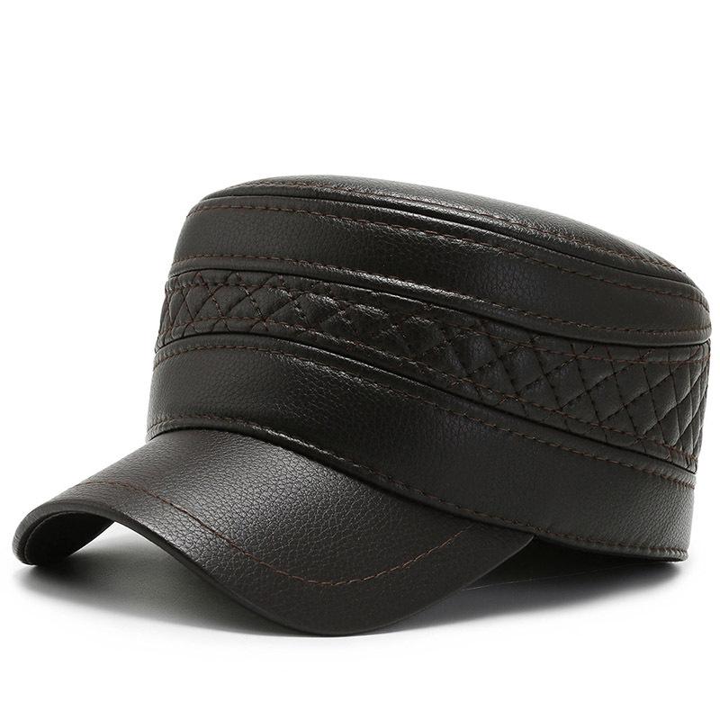 

Зимняя шляпа-цилиндр с плоским верхом, утолщенная, с хлопковой шапкой-наушником, мужская теплая и холодная шапка Adjustable темно-коричневого