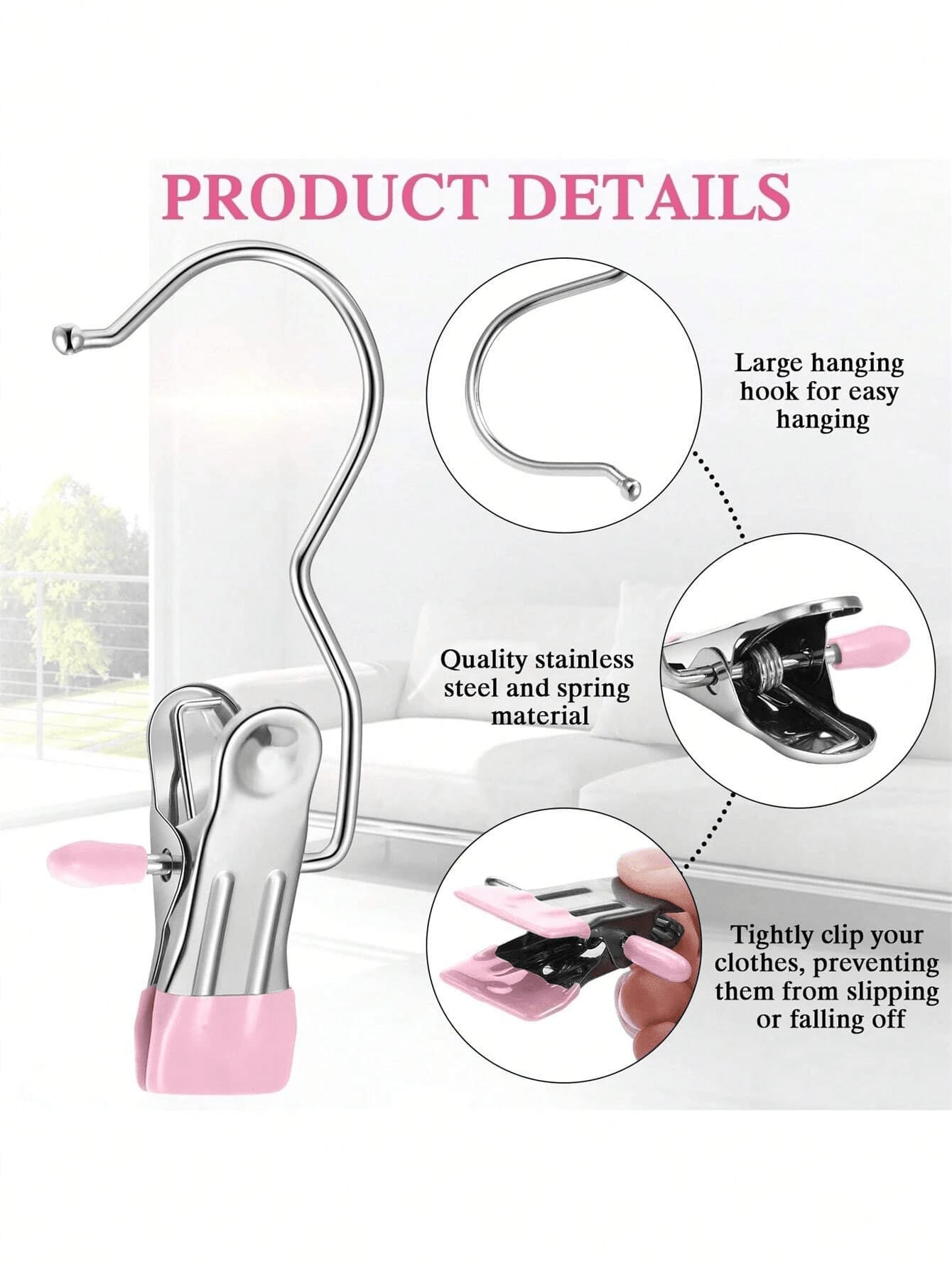 Premium Clip Adjustable Metal Pants Hanger With ClipsLaundry Clothes Nail With Hook Portable Hanging Clothes Clip 449₽