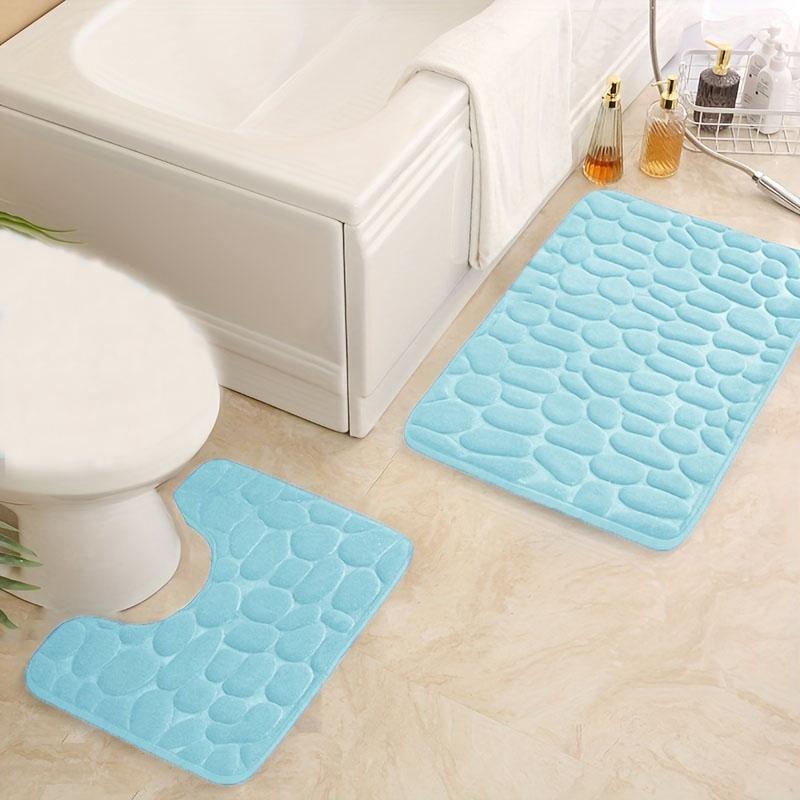 

1шт. тисненый узор из камня, коврик для унитаза, коврик для двери, впитывающий воду, нескользящий коврик, можно мыть полосой ковра для дома 400MMx500MM небесно-голубой