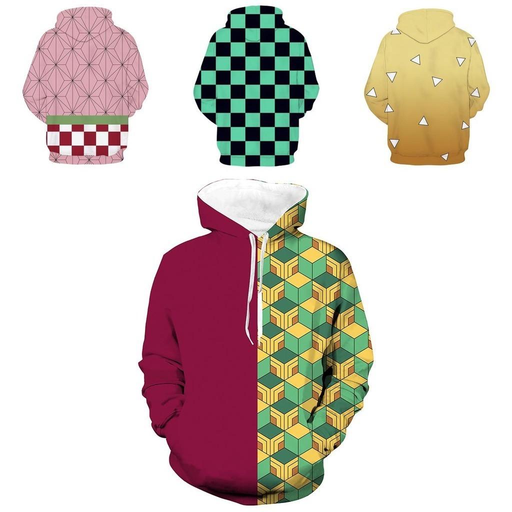 Felpa con Cappuccio 3D Stampata Demon Slayer Kimetsu No Yaiba Maglione Pullover Accogliente Cappotto