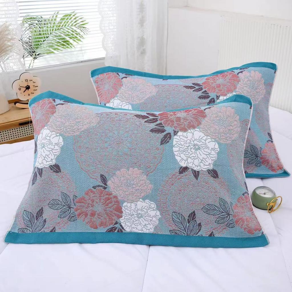 Gauze Multi-layer Pillow Towel Colored Woven Jacquard Cotton Student Children Couple Home Soft and Comfortable Large Pillow Towel