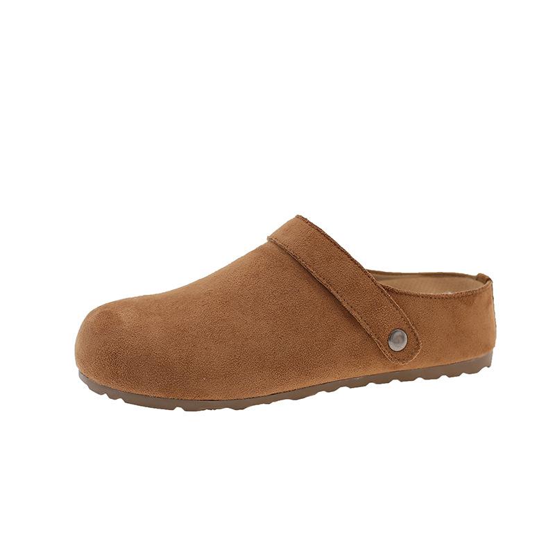 Retro inner heightening bag head slippers women wear new lazy wind half-pedal slippers