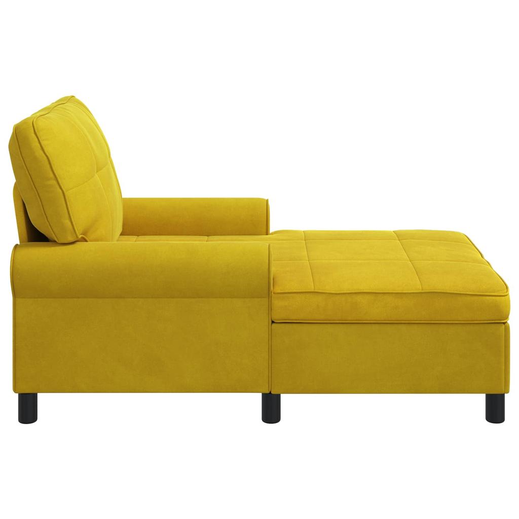 Yellow Velvet Lounge Chaise Longue with Cushions 91 x 157 x 91 cm