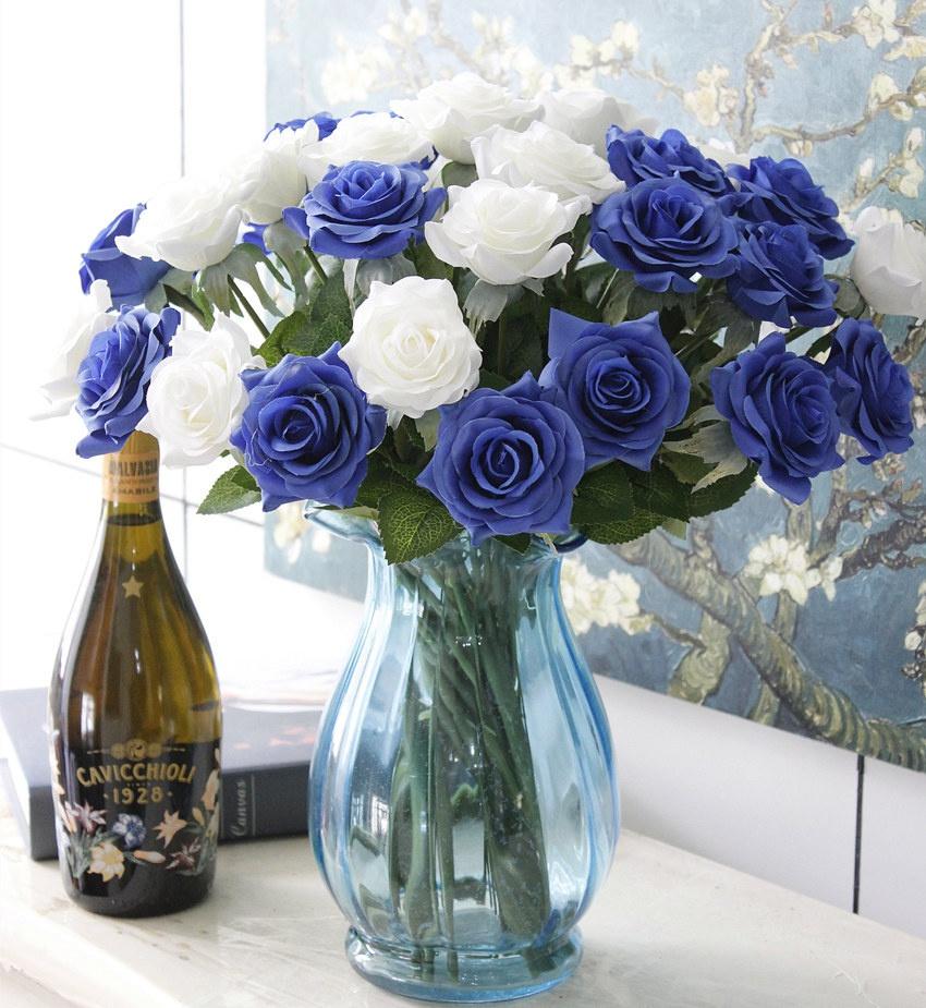 Buy 10pcs Artificial Silk Rose Flower Bouquet Fake Flowers for Wedding ...