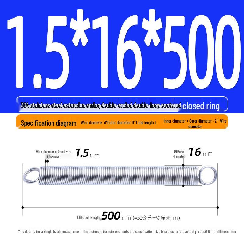 Arc de extensie din oțel inoxidabil 304 de 500 mm cu cârlige deschise și inel cu buclă dublă, personalizabil.