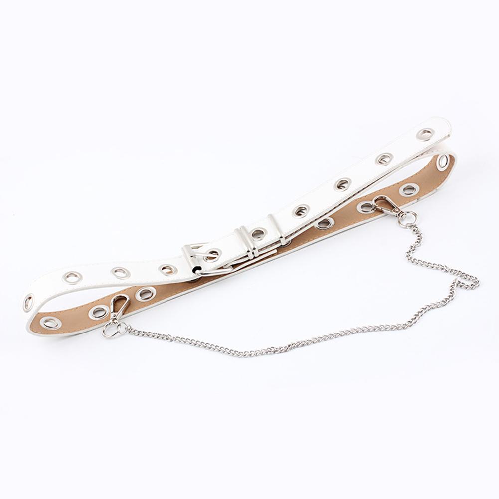 Women Fashion Imitation Leather Round Ring Chain Decorative Waist Belt
