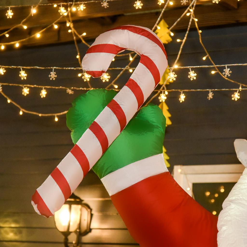 Inflatable Christmas Decoration, 2.4 m Santa Claus with LED Lighting, Candy Cane for Indoor and Outdoor Use