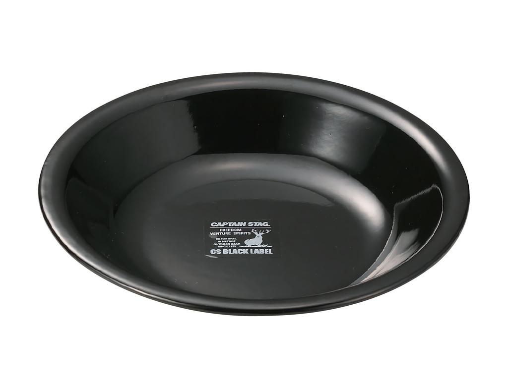 Captain Stag BBQ CS Black Label Plate, Enamel, 22cm, Black, UH-521
