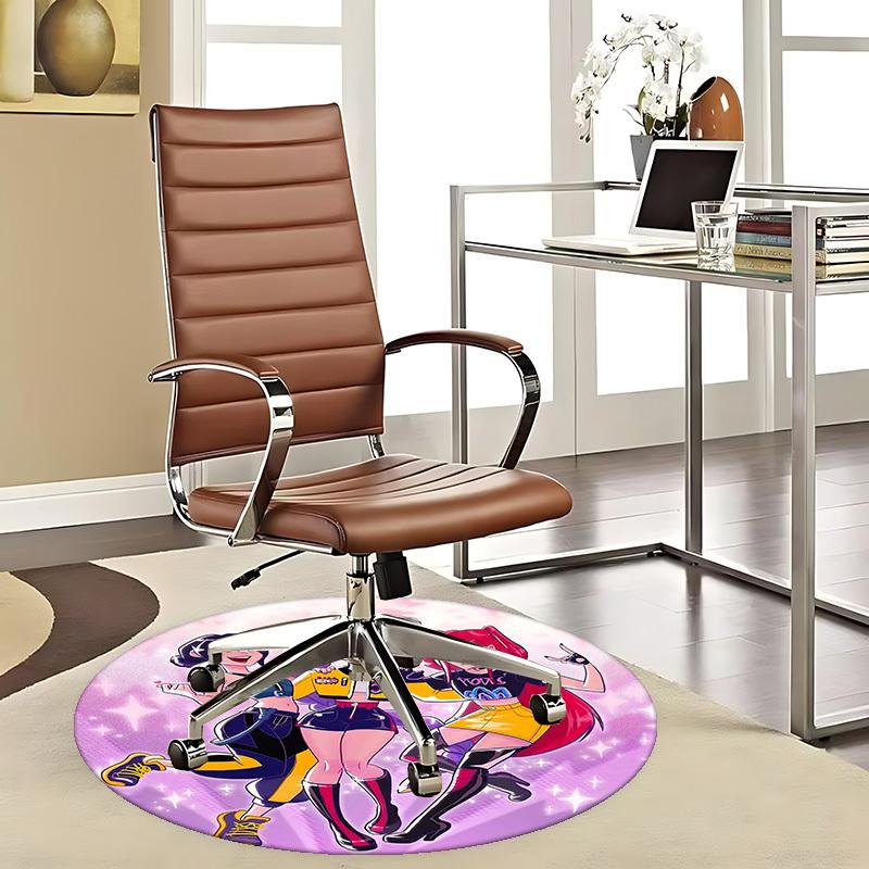 1 Stück Runde Teppich mit Anime-Design für Bürostuhlmatte, Rutschfester Teppich Geeignet für Heimdekoration, Wohnzimmer, Schlafzimmer
