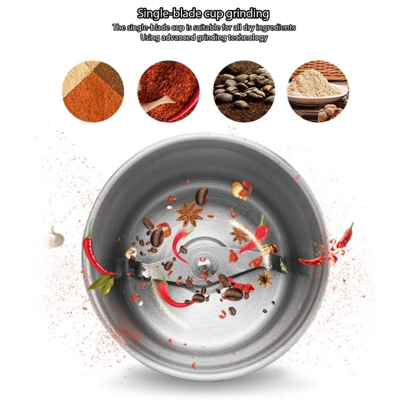 220V Electric Coffee Flavor Grinder Chamber Heavy Type Motor Plastic Rustless Steel Design Overheat Protection