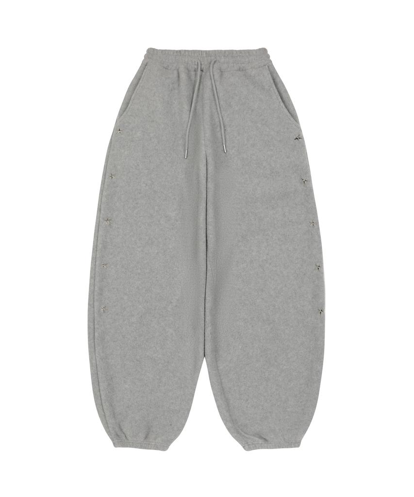 Lujeoseukeulleob Star Stud Wide Fleece Sweatpants Gray