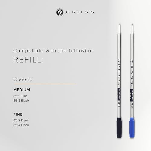 CROSS Carrere Ballpoint Pen AT0112-16, Medium Nib, Oil-Based Ink, Gift Box & Shopping Bag Included, Satin Chrome Finish