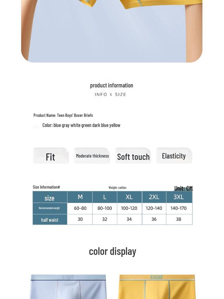 Teen Boys' Cotton Boxer Briefs 3-Pack