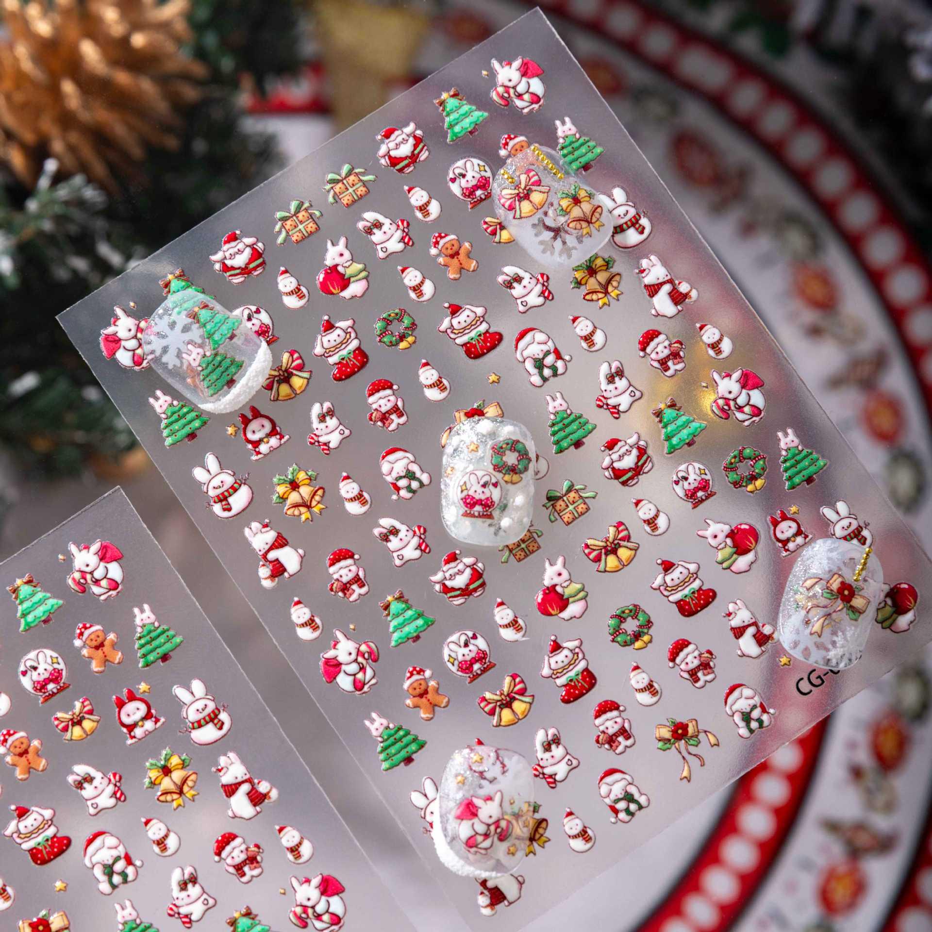 Cyansea Cute Snowman & Rabbit Christmas Nail Art & Phone Stickers CG-040