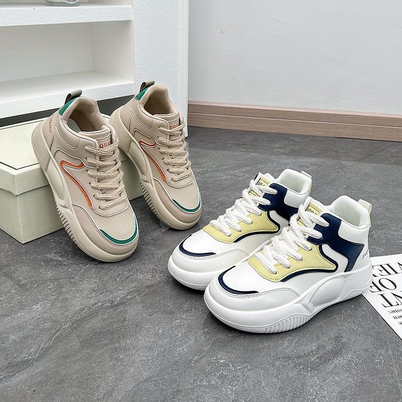 Women's Shoes Autumn New Ins Korean Style High Top White Shoes Female Students High-Top Platform Casual Shoes Trendy K8639