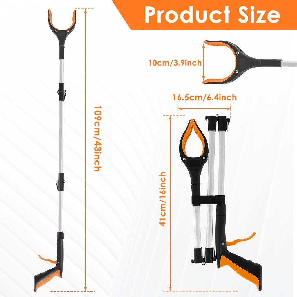 Foldable Litter Reachers with Non-Slip Jaws Pickers Pick Up Tools 43in Gripper Extender Grabber Picker for Elderly Outdoor New