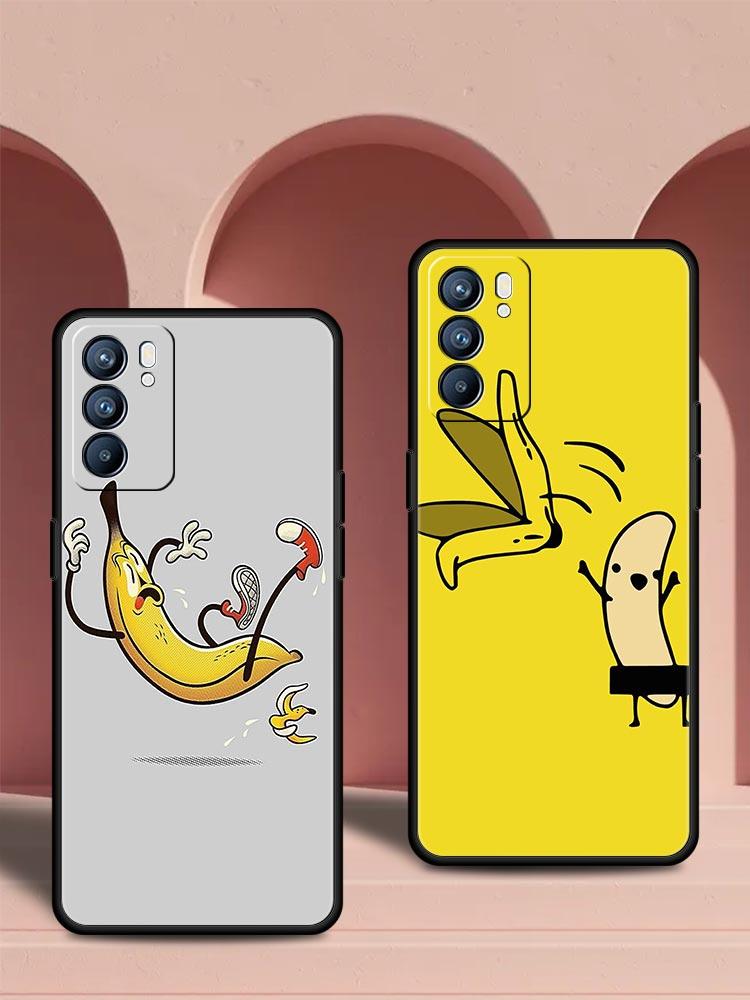 Funny Bite Apple Banana Phone Case For Oppo Reno 13 12 11 10 7 F Find X5 X6 A98 A80 A79 A78 A57 A54 A31 A17 Pro Soft TPU Cover