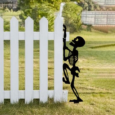 Yousheng Halloween Skelett Dekorative Gartenstecker Wetterfestes Metall Außen Terrasse Hof Rasen Gruselige Skelett Silhouette Schild Pfahl Ornament