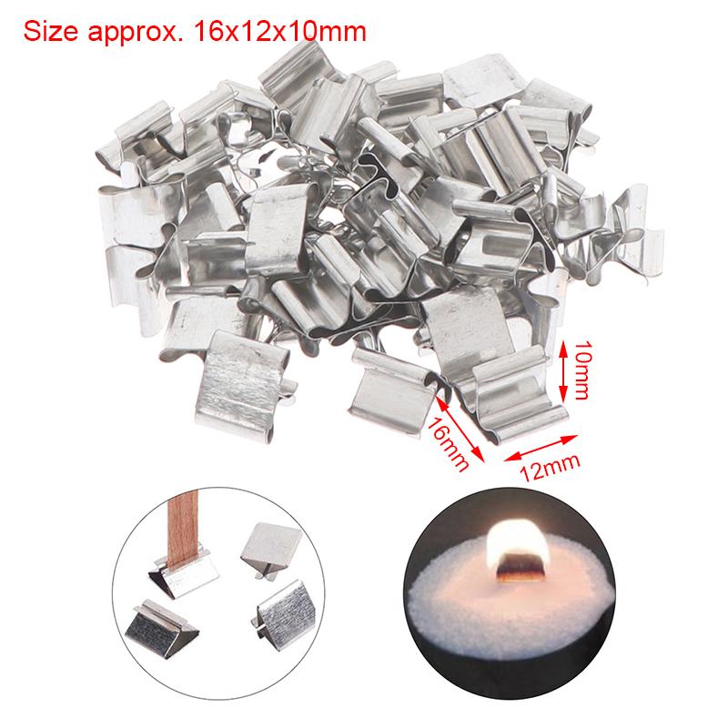50pcs/lot Wood Candle Wicks Base Clip Iron Candles Making DIY for Wicks Materials Holder Stand Handmade Kit 16*12*10mm