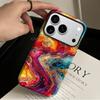 European and American Abstract Art Oil Painting Smudged Gilt Thread Apple 14 Magnetic Mobile Phone Case Film Two-in-one iPhone17