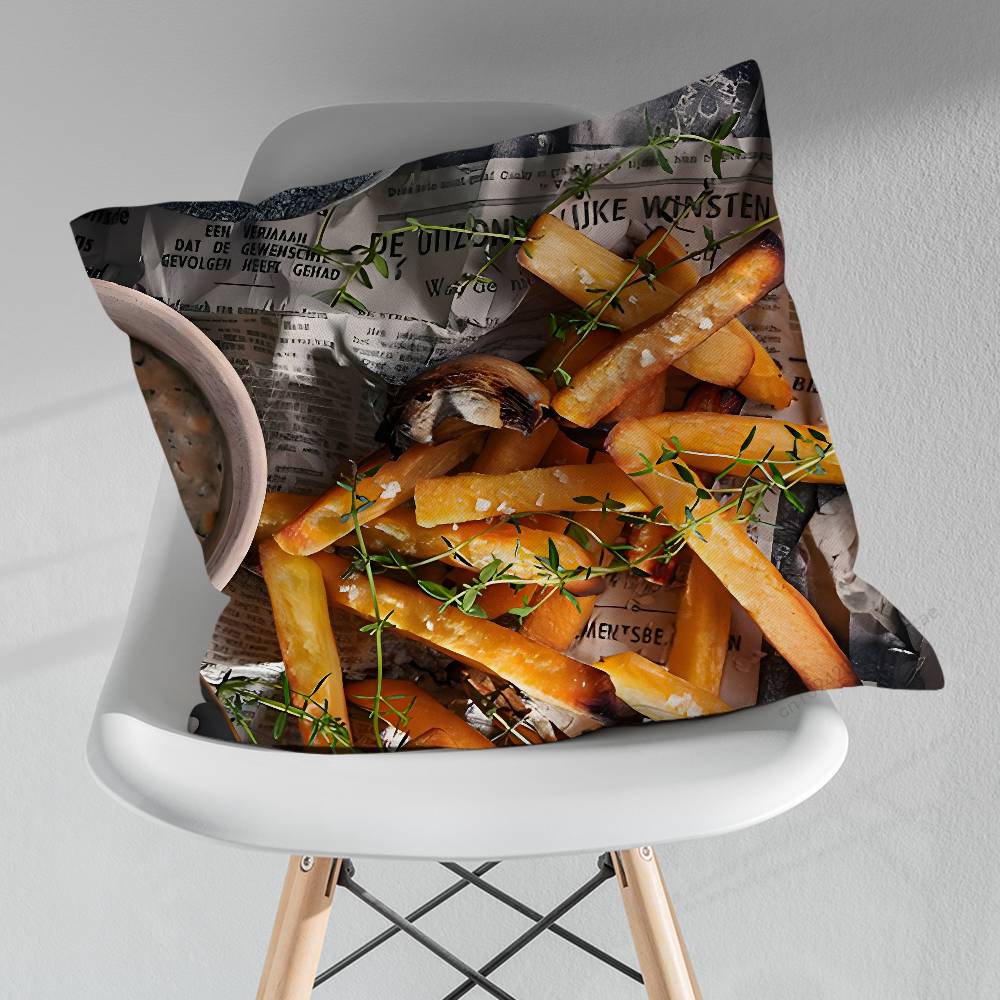 Food Art Fries Hamburger pillow over living room sofa cushion cover home decoration bedroom room bed pillow cover