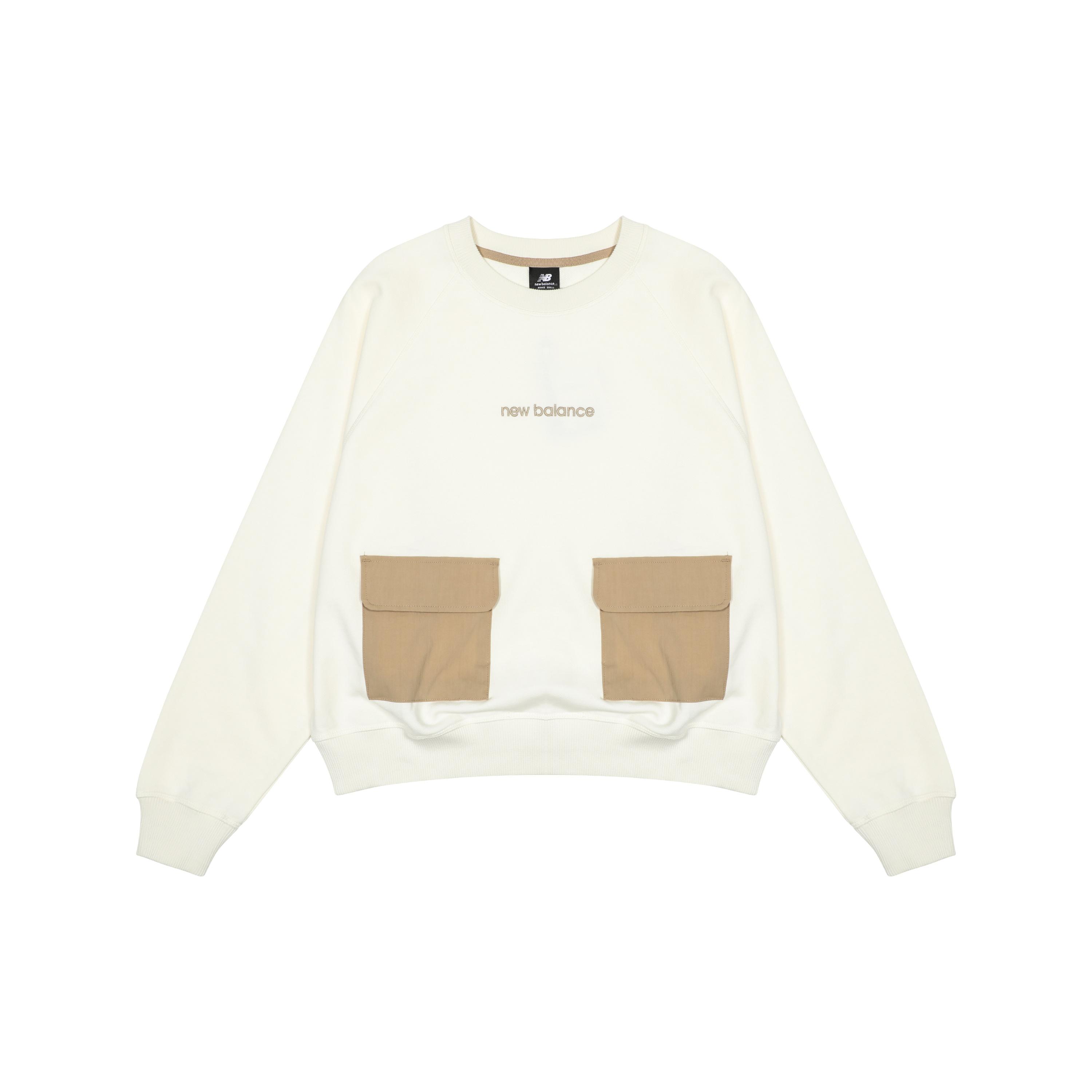 (WMNS) New Balance Casual Pocket Sweatshirt Asia Sizing White Brown Women s AWT23320-CIC S