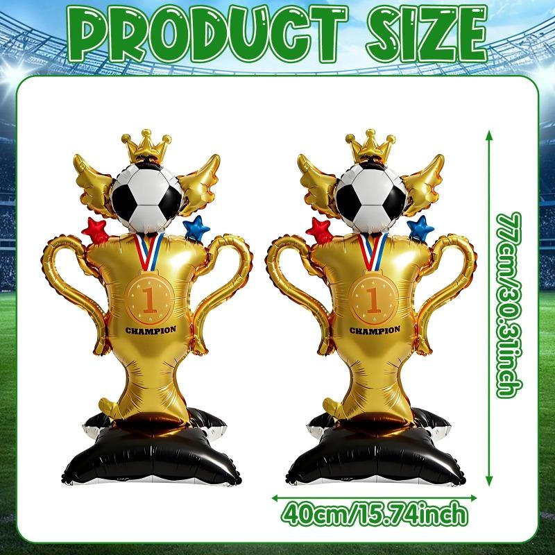 4D Standing Football & Rugby Balloons, Trophy Soccer Balloon Pile, Ideal for Birthday Party Decorations, Sports Theme Party Supplies & Gifts