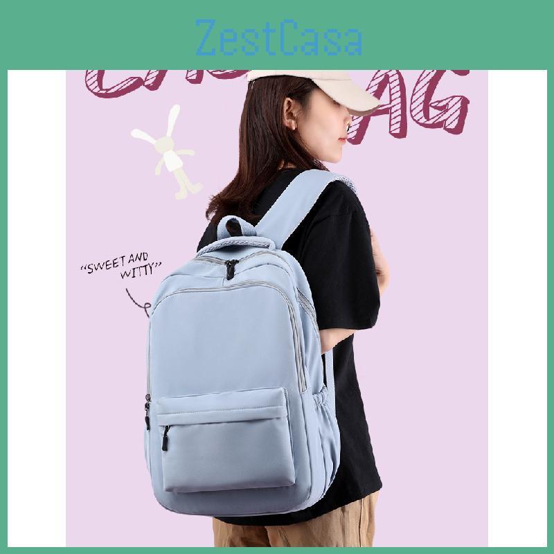 Student Color Solid Backpack With Arcshaped Straps Breathable Schoolbag Gift