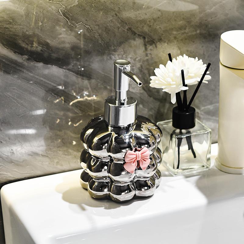 Floral soap dispenser hand washing liquid bottle bathroom shower gel press ceramic lotion shampoo bottle bathroom accessories