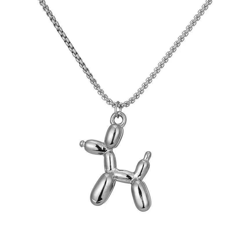 Collana con Ciondolo Cane Palloncino Gioielli Stile Lusso Leggero Collana in Acciaio di Titanio Donna